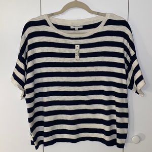 Madewell Boxy Sweater Tee in Kelley Stripe, size L